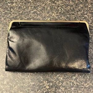 Black Leather Hobo Crossbody Wallet